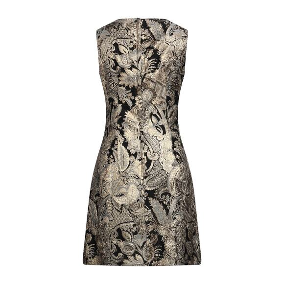 DOLCE & GABBANA Gold Metallic Jacquard Sleeveless Mini Dress 46 XL - Picture 5 of 9